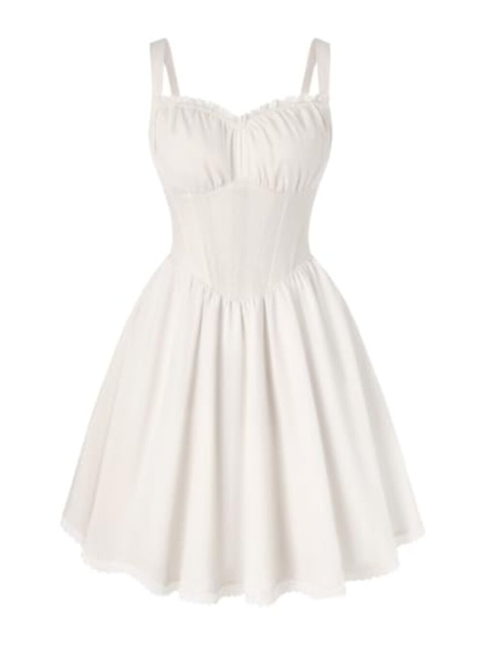 Women Corset Mini Dress Lace Trim Lace-Up Bodice Sundress Y2K